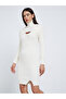 Off White Sweater Knit Knee Length Dress