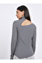 Charcoal Knit Top with Cut-Out Detail - 4