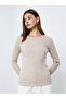 Cream Flat Knit Top with Long Sleeves - 3