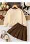 Girls Floral Sweatshirt and Pleated Skirt Set - 2