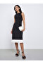 Black Sleeveless Sheath Knee Length Dress