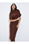 Brown Sweater Midi Dress with Detachable Cape Sleeve - 2