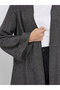 Charcoal Herringbone Pattern Winter Abaya - 3