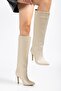 Syt-2004 Beige Matte Wrinkled Patent Leather Daily Boots - 3