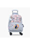 Cat Print Trolley Backpack with Retractable Handle and Zip Closure - 18 Inches