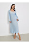 Blue Lace Insert Long Sleeve Nightdress