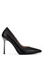 Women's Genuine Leather Black Leather Heeled Shoes