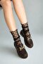 Loafers with Interchangeable Buckles Casual Women's Brown Shoes - 2