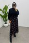 Women's Crisp Floral Printed Zippered Maxi Tulle Skirt with Back Elastic Detail