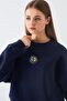Women's Oversize Sweatshirt Sun & Moon Printed Navy Blue – Crew Neck, 3 Thread Rastering - 3