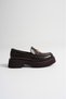 Aci Brown Buckle Leather Women's Stylish Lo Loafers Shoes - 6
