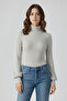 Women's Turtleneck Long Balloon Sleeve Snap-Front Bodysuit Blouse - 2