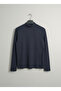 Girls' and Boys' Navy Blue Corded Fabric Half Turtleneck Long Sleeve Bodysuit Undershirt