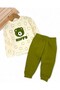 Baby Boy Winter 3-Thread Fleece-Lined Teddy Bear Embroidered B Printed Stylish Top and Bottom Set, 6-9-12-18-24 Months / - 2