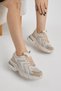 Women's Beige Thick Lightweight Faylon Sole Mesh Detailed Lace-Up Sports Shoes