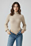 Women's Turtleneck Long Balloon Sleeve Snap-Front Bodysuit Blouse
