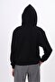 Black Girl Child Oversized Hooded Pocket Low Shoulder Printed Sweatshirt - 2 Thread - 4
