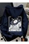 Çiçek Printed Hooded Loose Fit 3-Thread Sweatshirt with Dropped Shoulders