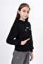 Black Girl Child Oversized Hooded Pocket Low Shoulder Printed Sweatshirt - 2 Thread - 2