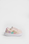 Children's Unisex Cream Turquoise Eva Faylon Sole Patterned Lace-Up and Velcro Sports Shoes - 2