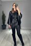 Leather Jacket with Fur Collar Detail and Belt - 3