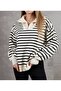 Turtleneck Zippered Striped Sweater - 2