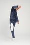Men's Navy Blue Velvet Fabric, Zippered Mock Neck Long Sleeve Embroidery Detailed Tracksuit Set - 7632 - 5