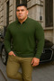 Men's Basic Plus Size Khaki Zippered Sweatshirt - 4