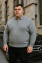 Men's Basic Plus Size Gray Zippered Sweatshirt