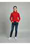 Girls and Boys Red Corded Fabric Half Turtleneck Long Sleeve Bodysuit Undershirt - 3