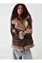 Xside Beige Fur Collar Women's Suede Look Coat