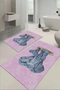 Digital Printed Washable and Non-Slip Based Elephant Patterned Bath Mat Toilet Set - 3