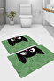 Digital Printed Washable and Non-Slip Based Cat Patterned Bath Mat Toilet Set - 2