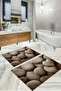 Digital Printed Washable and Non-Slip Based Heart Stone Patterned Bath Mat Toilet Set - 5