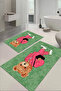 Digital Printed Washable and Non-Slip Based Elephant Man Patterned Bath Mat Toilet Set - 3