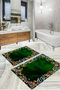 Digital Printed Washable and Non-Slip Based Floral Model Bath Mat Toilet Set - 5
