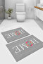 Digital Printed Washable and Non-Slip Based Floral Home Written Bath Mat Toilet Set - 2