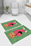 Digital Printed Washable and Non-Slip Based Elephant Man Patterned Bath Mat Toilet Set - 2