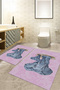 Digital Printed Washable and Non-Slip Based Elephant Patterned Bath Mat Toilet Set - 6