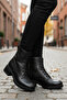 Black Genuine Leather Lace-Up Women's Boots 2680-1 Z - 3