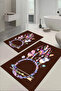 Digital Printed Washable and Non-Slip Based Colorful Bird Feather Model Bath Mat Toilet Set - 3