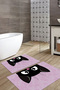 Digital Printed Washable and Non-Slip Based Cat Patterned Bath Mat Toilet Set - 4
