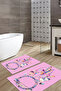 Digital Printed Washable and Non-Slip Based Colorful Bird Feather Model Bath Mat Toilet Set - 4