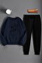 Unisex Ribbon Design Printed Crew Neck Sweatshirt 2-Piece Tracksuit Set