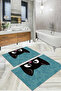 Digital Printed Washable and Non-Slip Based Cat Patterned Bath Mat Toilet Set - 5