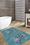 Digital Printed Washable and Non-Slip Based Elephant Patterned Bath Mat Toilet Set - 4