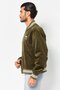 Men Sportswear Fit Long Sleeve Outdoor Bomber Jacket, Army Green - 3
