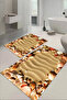 Digital Printed Washable and Non-Slip Based Colorful Stone Patterned Bath Mat Toilet Set - 3