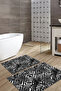 Digital Printed Washable and Non-Slip Based Palm Leaf Patterned Bath Mat Toilet Set - 4