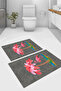 Digital Printed Palm Tree Patterned Bath Mat Toilet Set with Washable and Non-Slip Base - 2